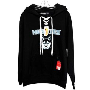 Huskies Pennant hockey-style skate-lace hoody BNWT  black size medium
